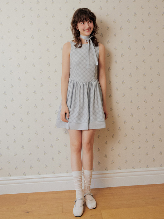 Double flare mini dress - blue