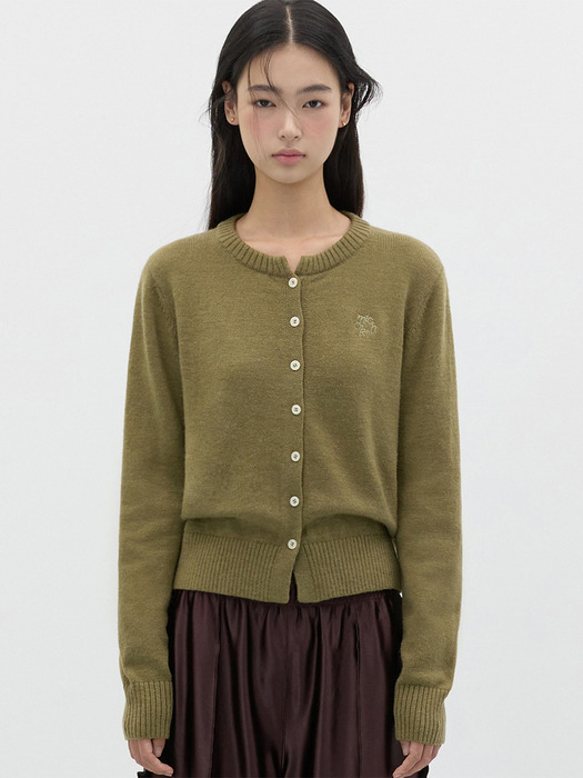 [단독] BASIC WOOL KNIT CARDIGAN KHAKI OLIVE