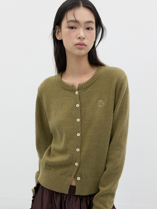 [단독] BASIC WOOL KNIT CARDIGAN KHAKI OLIVE
