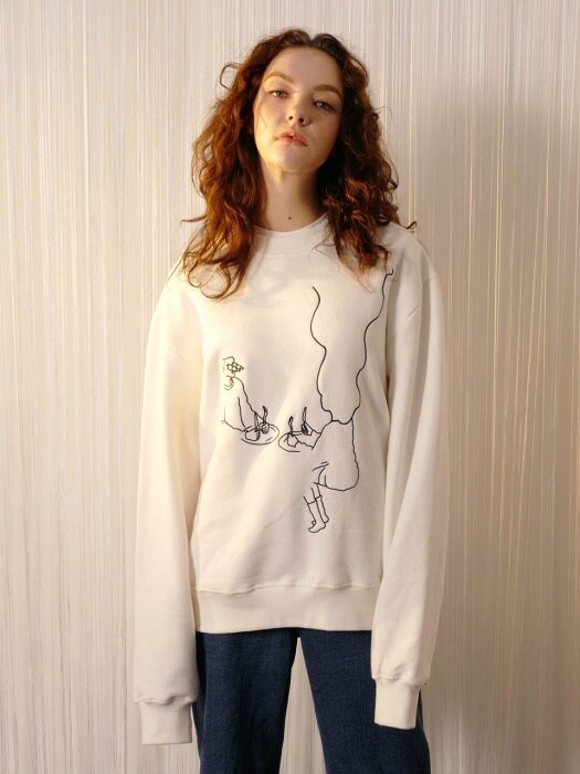 [UNISEX] R LINE IMAGE EMBROIDERY TOP