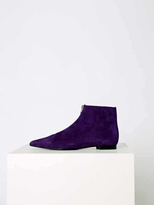 SUEDE ZIPER ANKLE BOOTS - PURPLE