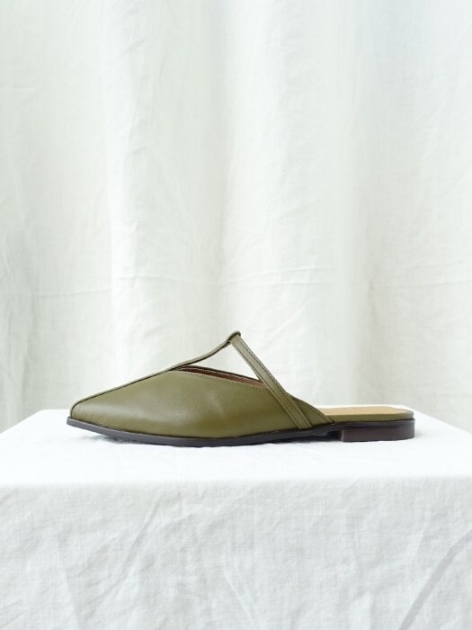 T strap mules Olive 