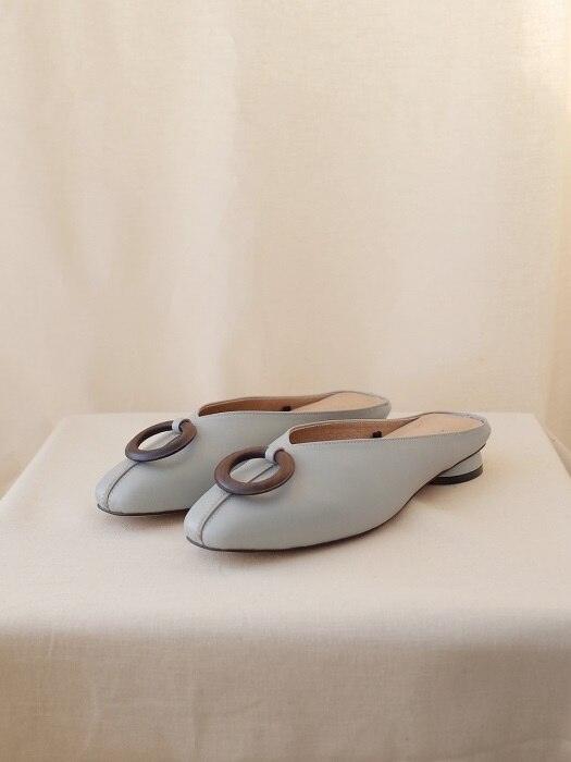 wood ring mules Blue grey