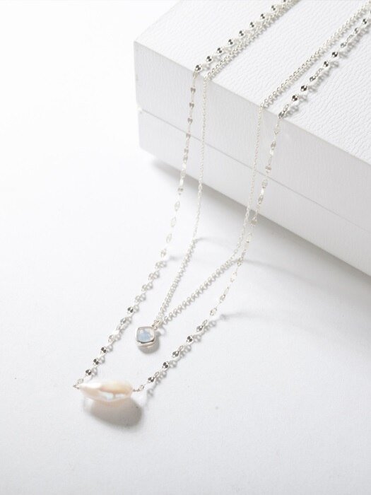 [SILVER 92.5] SKY POINT PEARL CHAIN NECKLACE