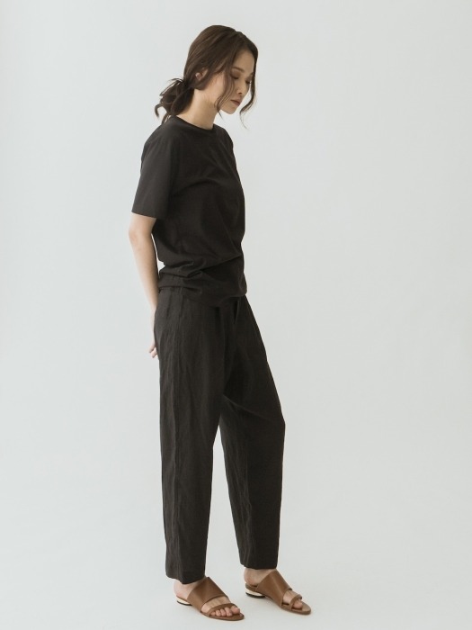 [MODERATE모더레이트]Linen Pintuck Pants Black [W CONCEPT]