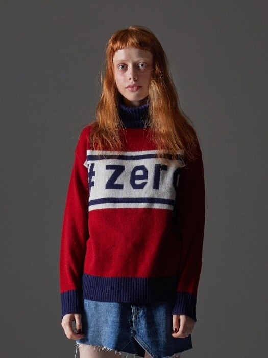 Zero Logo Turtleneck Sweater_Burgundy