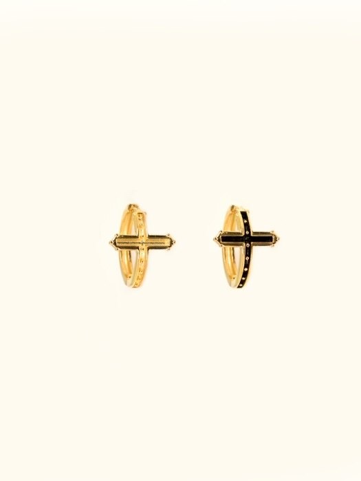 Crossed Ring Earrings [ Gold ]