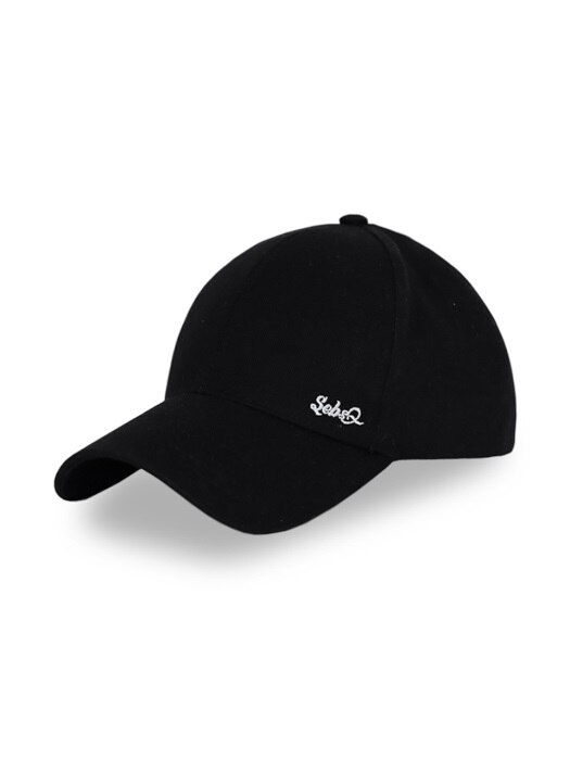 Q COTTON_BLACK MINI LOGO BALL CAP