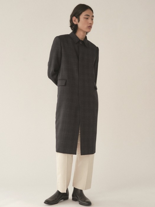 Checked wool light coat (m)