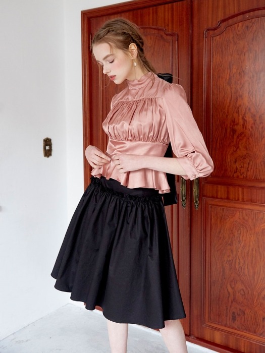 Shirring volum skirt (Black)