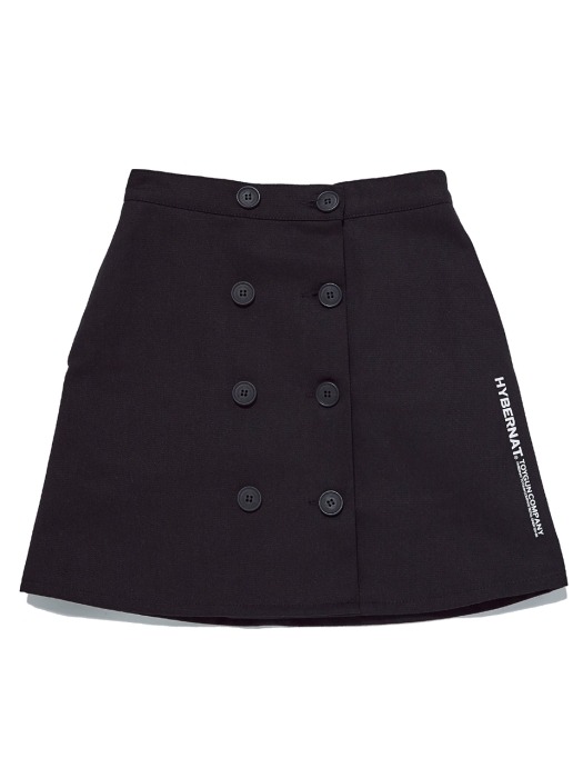 Double buttoned wrap mini skirt-black