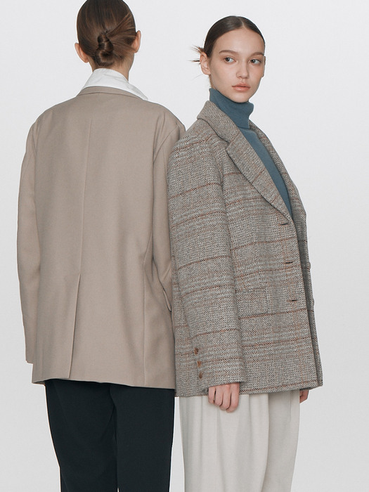 Wool Oversized Single Jacket in brown_VW9AJ0520