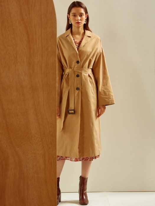 [By Joorti] J284 Simple line trench coat (charcoal)