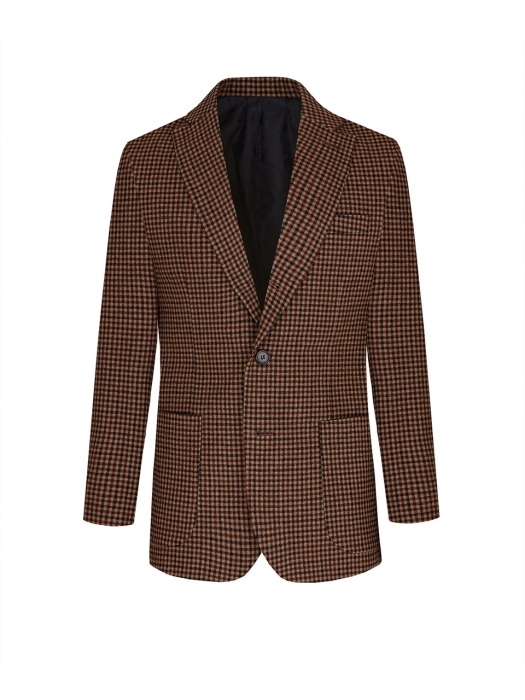 Wool Gingham check Jacket (BROWN/RED)