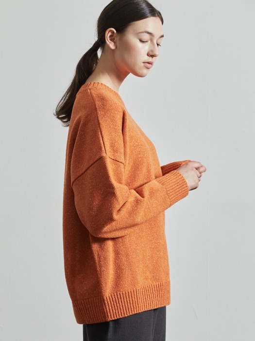 Nep Round Neck Sweater (ORANGE)