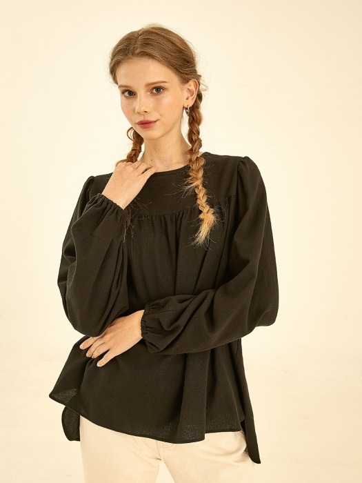 Plain ballon blouse[black]