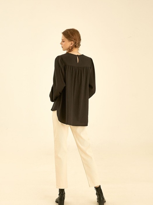 Plain ballon blouse[black]