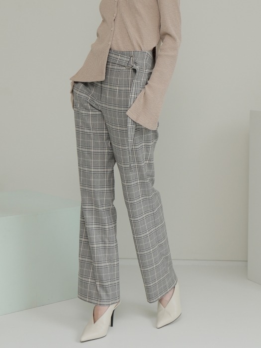 19FALL BELTED PANTS /CHECK