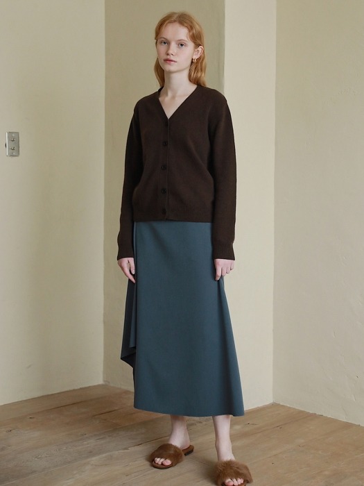Asymmetric Hem Skirt in Smoke Blue