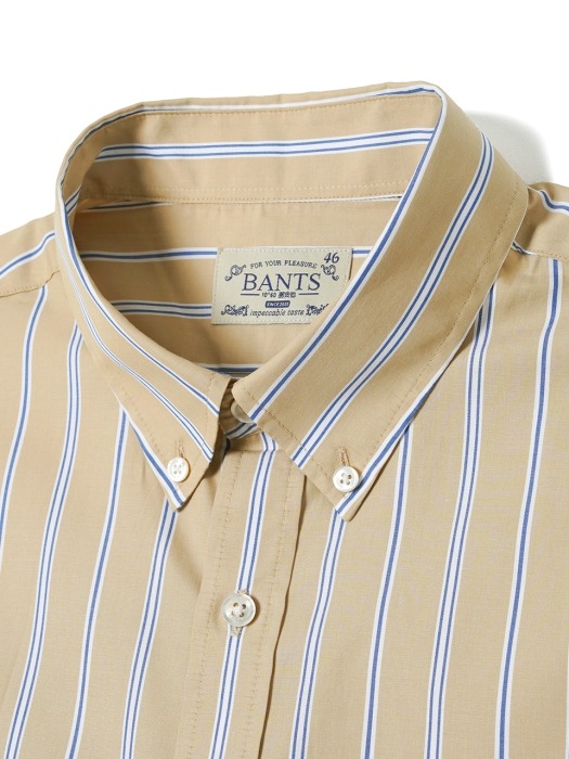 BANTS OSF Stripe Broadcloth B.D Shirt - Beige