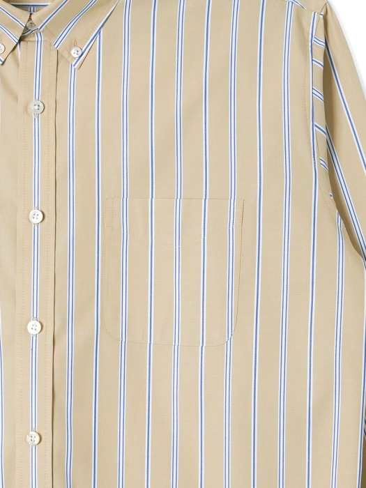 BANTS OSF Stripe Broadcloth B.D Shirt - Beige