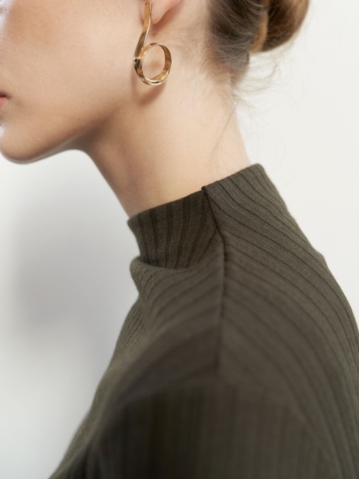 NTW RIBBED HALF TURTLENECK TOP 4COLOR