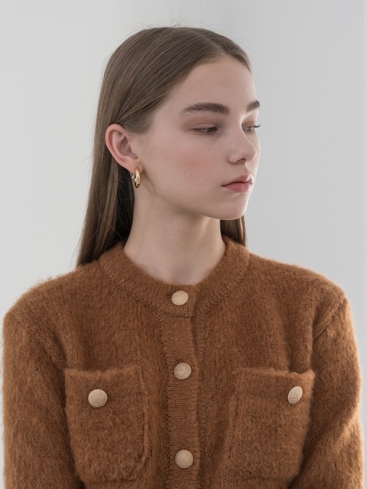 Brushed mohair wool cardigan in brown