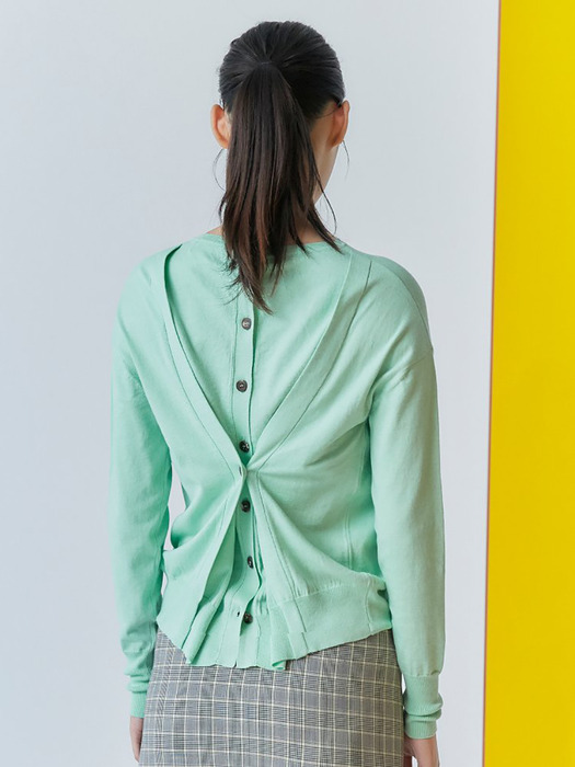 Back Button Knit Pullover - Light Green (KE0151M03L)
