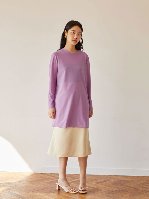see-through knit top (purple)