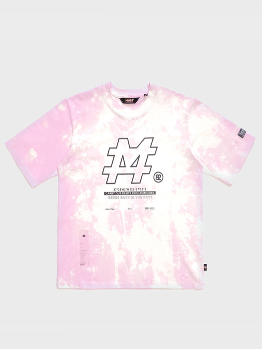 Pink Hand-Bleached Meshtag Print T-Shirt