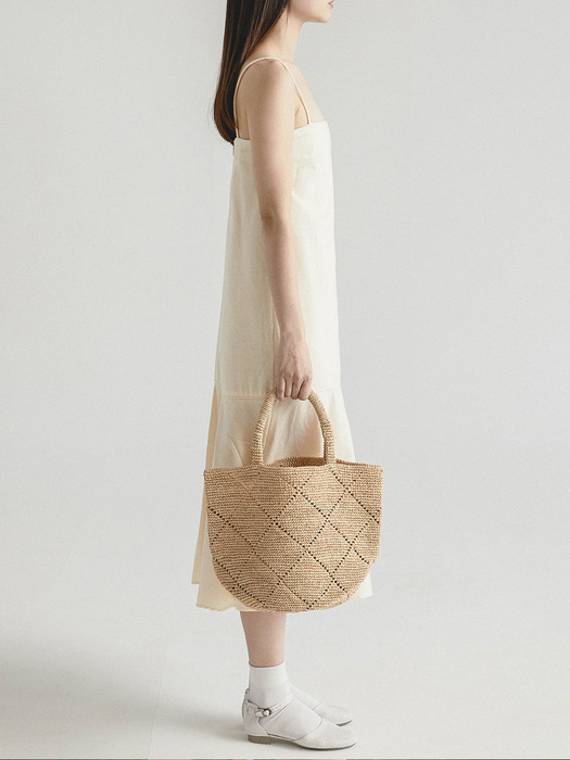 PATTERN RAFFIA NATURAL BAG