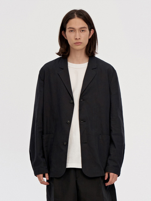 LINEN JACKET MEN [BLACK]