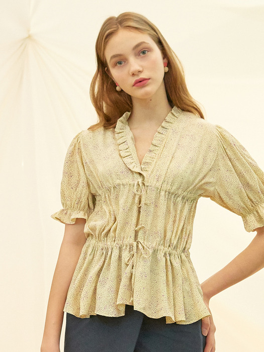 iuw695 double string frill blouse (yellow)