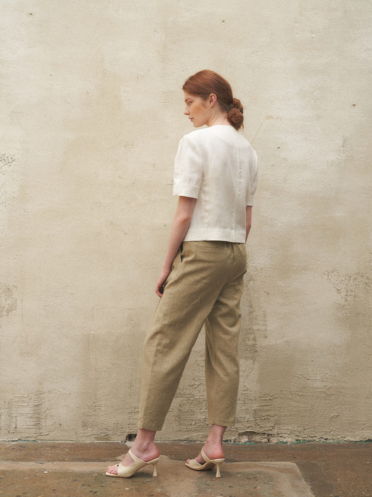 Linen Basic Pants_Khaki