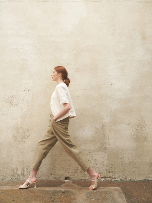 Linen Basic Pants_Khaki