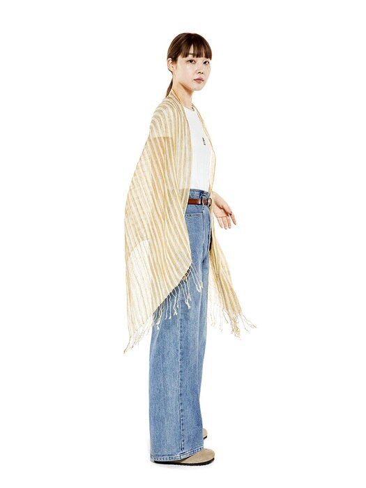 LINEN STRIPE YELLOW SCARF