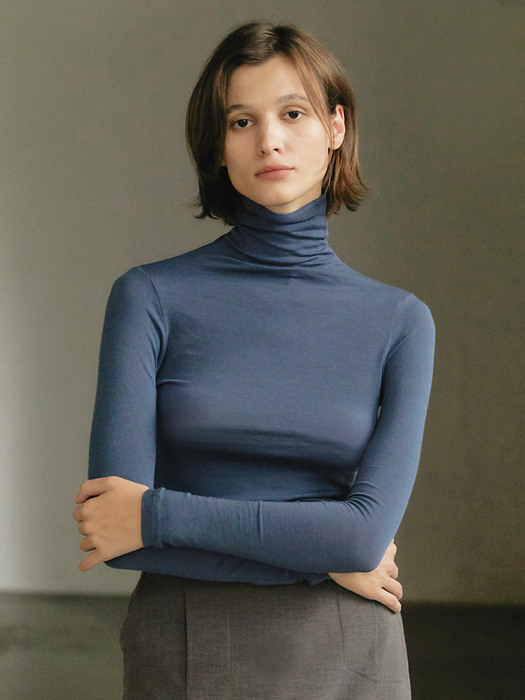 Tencel turtleneck - Blue