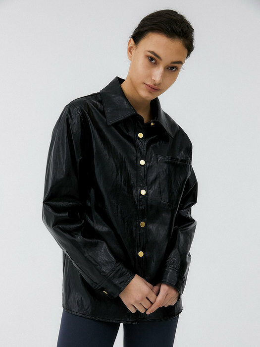 Fake Leather Shirts_Black