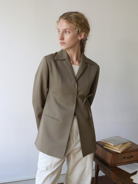 Agnes Wrap Wool Jacket (khaki brown)