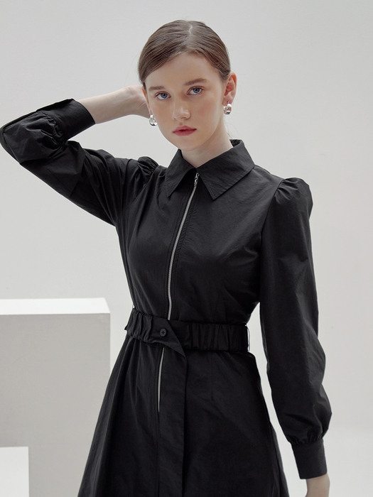 Windbreaker Shirt Long Dress _ Black
