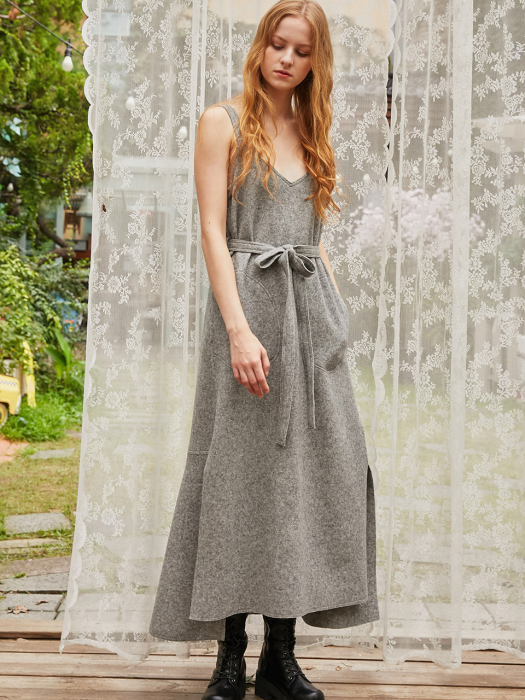Kiana Long Wool Dress_Grey