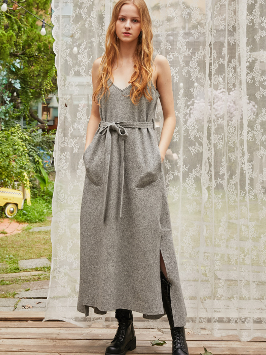 Kiana Long Wool Dress_Grey
