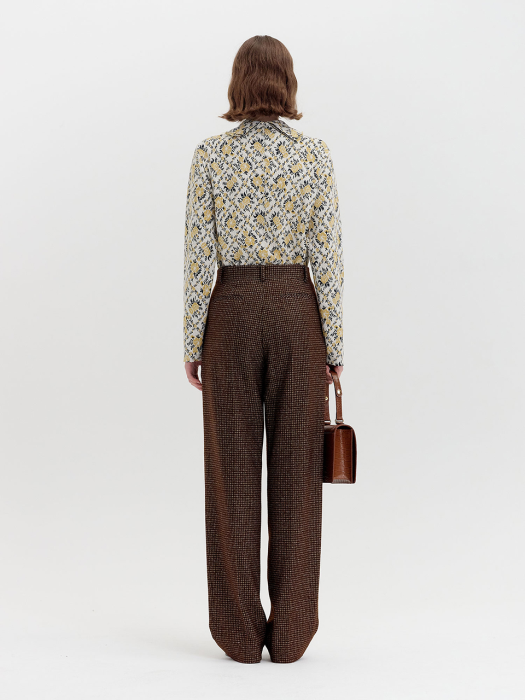QILONA Check-patterned Straight Pants - Brown Multi