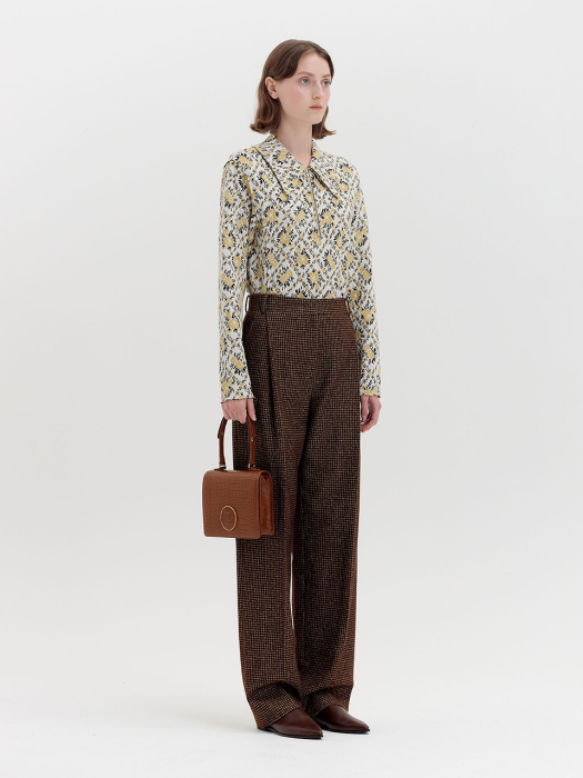 QILONA Check-patterned Straight Pants - Brown Multi