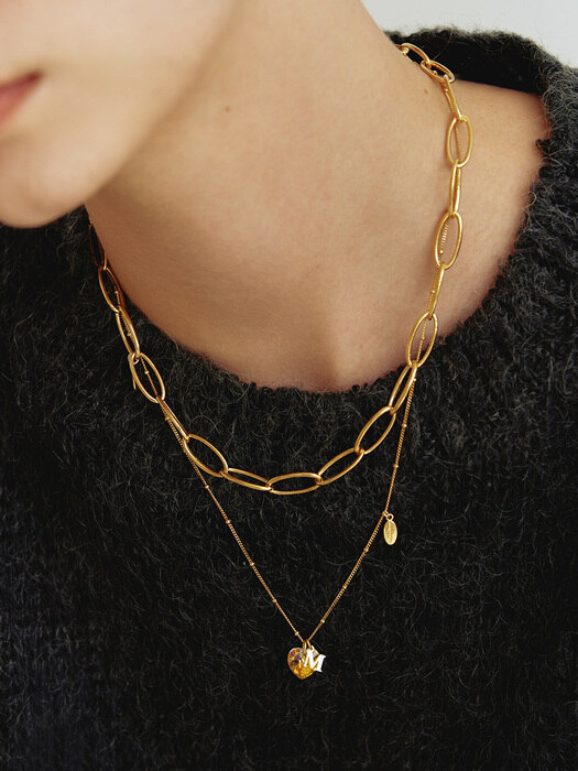 dear heart initial necklace (Aurora ver.)(Silver 925)