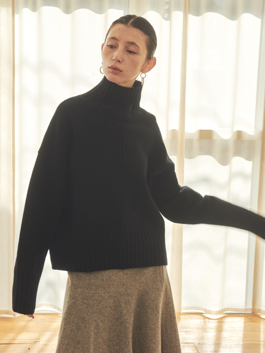 CASHMERE TURTLE NECK KNIT_IVORY