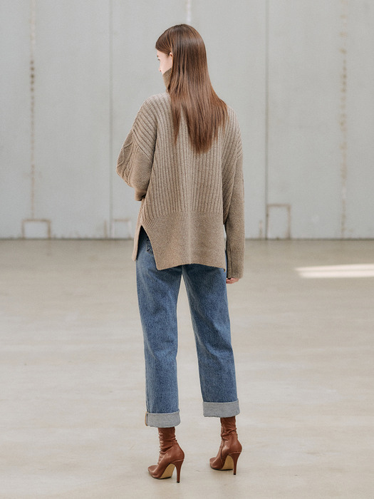 20WN roomy cable turtleneck [KA]