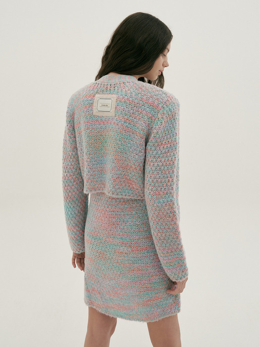 [of camisole top_set] Sherbet knit cardigan_pastel rainbow