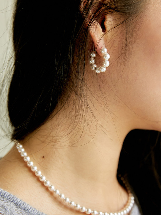 (silver925)Ring type / pearl Earrings