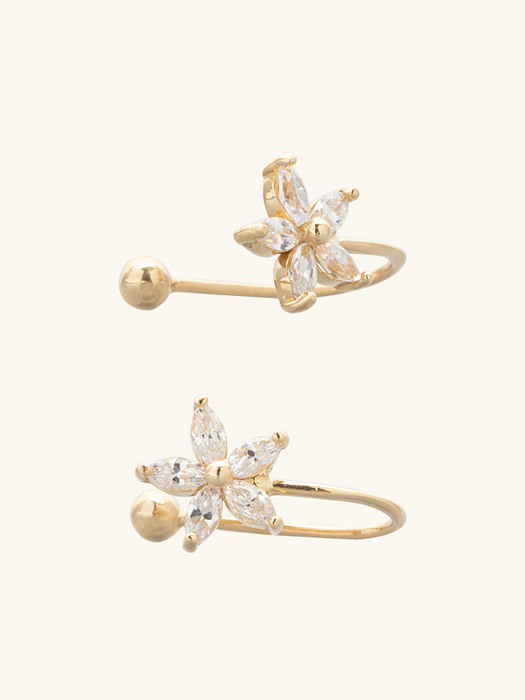 [단독] 14k gold marquise cut cubic flower earcuff (14k 골드) b07